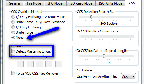 An image of DVD Decrypter's CSS decryption tab.