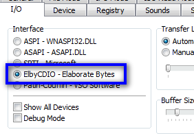 An image of the DVD Decrypter IO settings with 'ElbyCDIO' selected