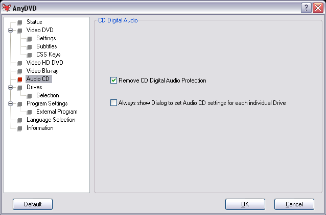 AnyDVD Audio CD Settings