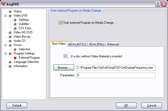 AnyDVD External Program Settings