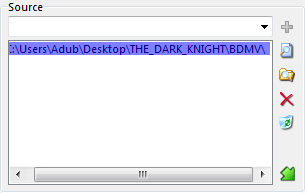 The IMGBurn source folder list with one BDMV folder highlighted.