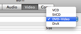 Output format selection the in the main window under the Video tab.