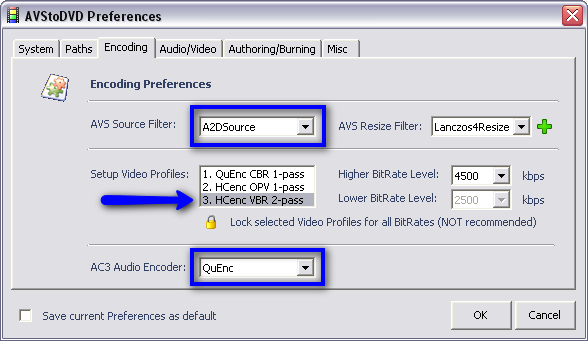 AVStoDVD Encoding Preferences