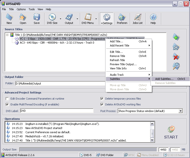 AVStoDVD Add Subtitles
