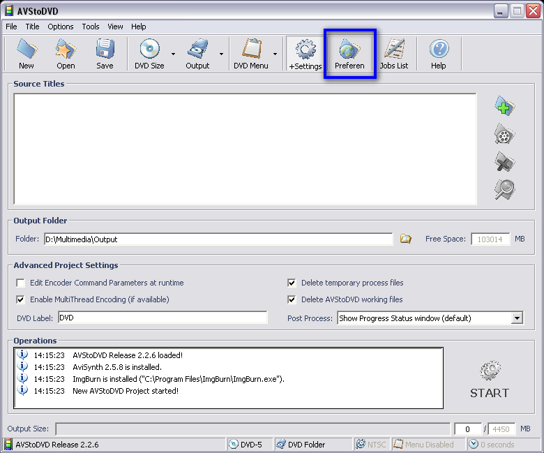 AVStoDVD Open Preferences Button
