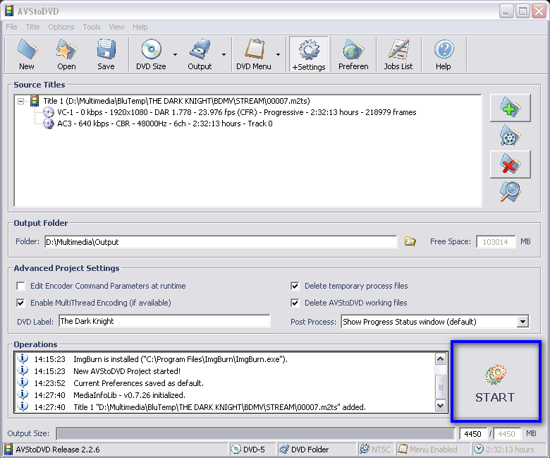 AVStoDVD Start Encoding Button