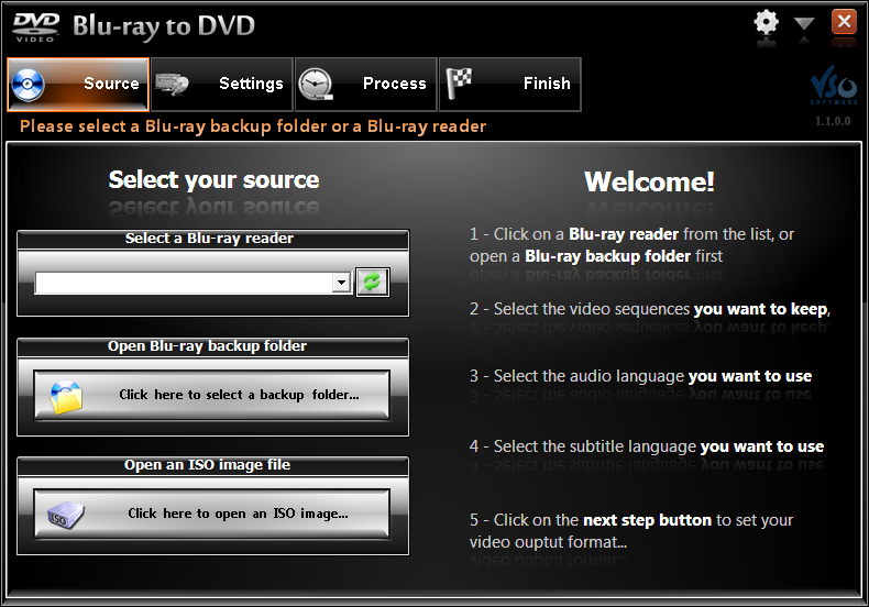 The main program window for Bluray-to-DVD.