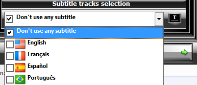 Selecting the subtitle tracks found in the Bluray.
