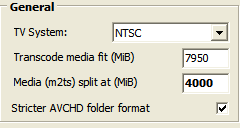 The output video format selection dropdown in multiAVCHD.