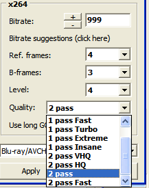 Setting the quality preset for the title's output encoding.