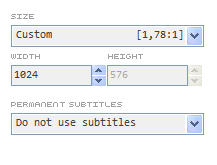 Adjustment of the output video resolution to 1024 by 576 pixels.