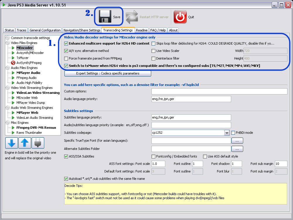 PS3 Media Server Transcode Settings